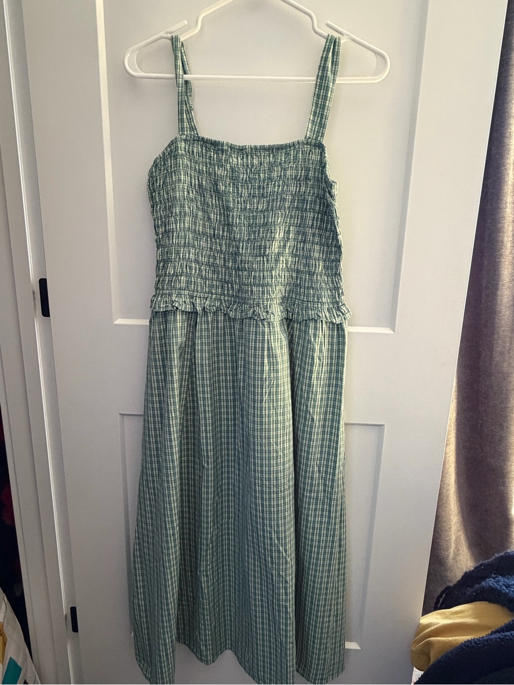 Old Navy Green Plaid Smocked Sundress